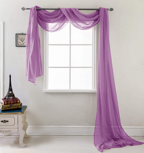 RT Designers Collection Lilac Celine 55 x 216 in. Sheer Curtain Scarf, 55 x 90