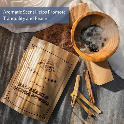 Luna Sundara Palo Santo Incense Powder from 100% Wild Peruvian Palo Santo 4oz Sustainably Palo Santo Wood Powder for Smudging and Crafting Homemade Incense