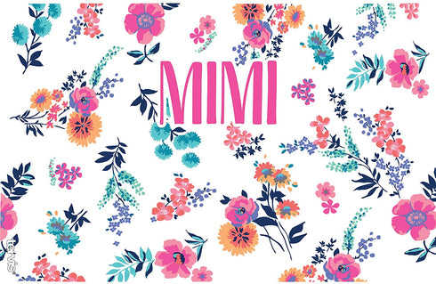 Tervis Mimi Dainty Floral Insulated Travel Tumbler with Wrap and Navy Blue Lid, 16 oz - Tritan, Clear