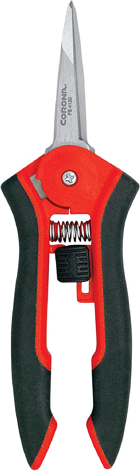 Corona FS 4120 Hydroponic Micro Snip Scissors for Gardening, Landscaping Herbs, Flowers and seedlings, 6-Inch, Red