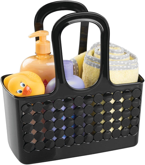 iDesign 79222 Orbz Plastic Bathroom Shower Tote, Small College Dorm Caddy for Shampoo, Conditioner, Soap, Cosmetics, Beauty Products, 11.25" x 5.25" x 12" - Black