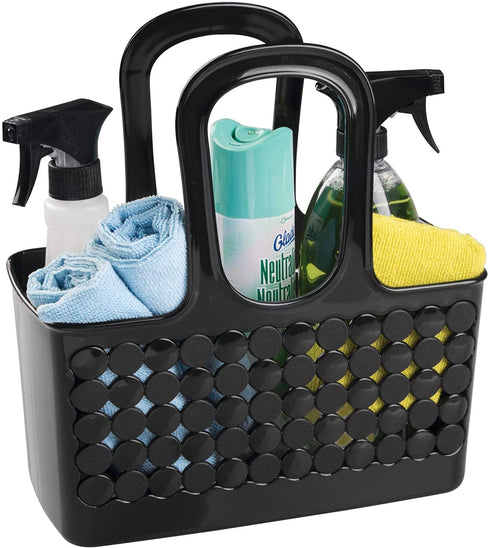 iDesign 79222 Orbz Plastic Bathroom Shower Tote, Small College Dorm Caddy for Shampoo, Conditioner, Soap, Cosmetics, Beauty Products, 11.25" x 5.25" x 12" - Black