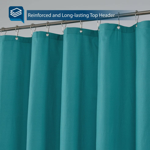 Barossa Design Soft Microfiber Fabric Shower Liner or Curtain with Embossed Dots, Hotel Quality, Machine Washable, Water Repellent, Turquoise, 70 x 72 inches