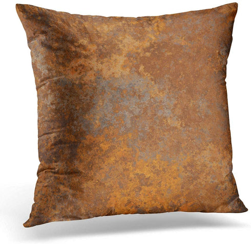 Emvency Throw Pillow Covers Case Brown Copper Old Rusty Metal High Resolution Orange Rustic Decorative Pillowcase Cushion Cover for Sofa Bedroom Car 20 x 20 Inches