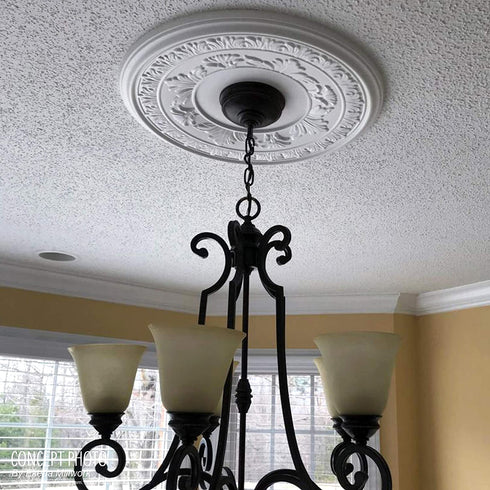 Ekena Millwork CMP13BE Berkshire PVC Thermoformed Ceiilng Medallions, 13"OD x 3 1/2"ID x 3/4"P (Fits Canopies up to 5 3/4"), Unfinished
