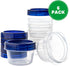 Twist Top Deli Containers Clear bottom With blue Top Twist on Lids Reusable, Stackable, Food Storage Freezer Container (6, 4 OUNCE)