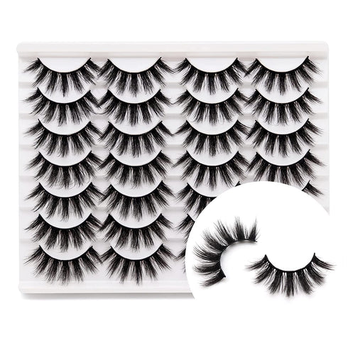 Veleasha Lashes 3D Faux Mink Lashes Fluffy False Eyelashes Natural Look 14 Pairs Lashes Pack Luxury Wispy Fake Eyelashes