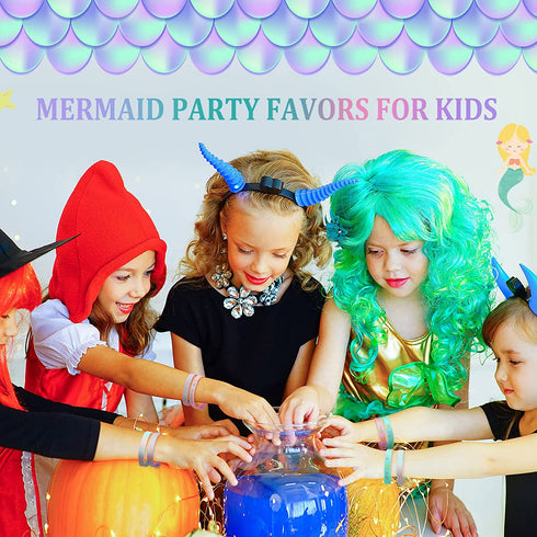 24 Pack Mermaid Silicone Wristband Mermaid Scale Bracelets I'm a Mermaid Wristband Mermaid Party Goody Bag Favors for Boys Girls Mermaid Birthday Party Under The Sea Themed Baby Shower Supplies