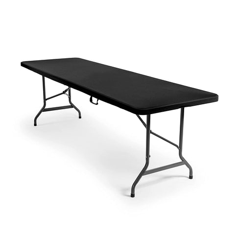 Iceberg iGear Stretch Fabric Table Top Cap Cover, Solid Black, Poly Spandex, For 8 Long Tables