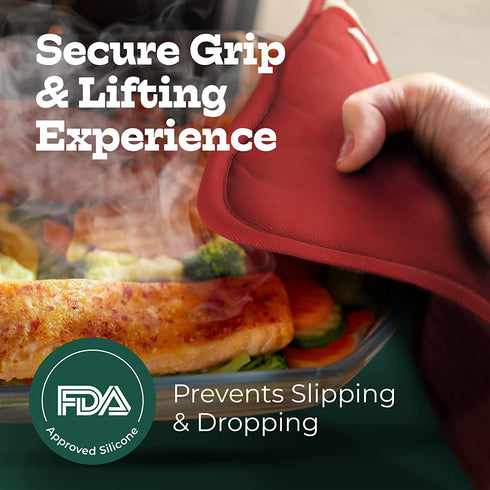 Big Red House Pot Holders for Kitchen Heat Resistant, Set of 2, Silicone Pot Holders for Kitchen and Baking, Red