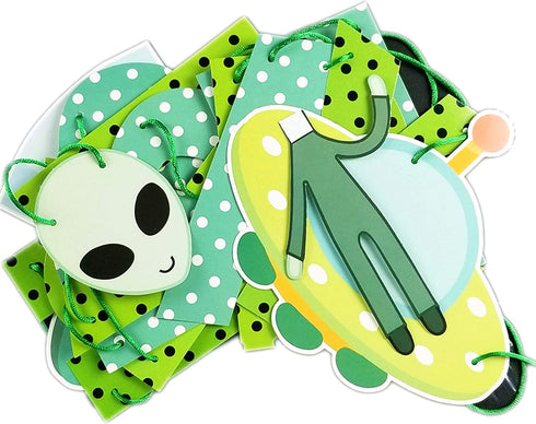 YiiiGoood Green Alien Theme Happy Birthday Banner Say Hello to Humans Banner Outer Space UFO Banner for Baby Shower First Birthday Party Decorations Supplies