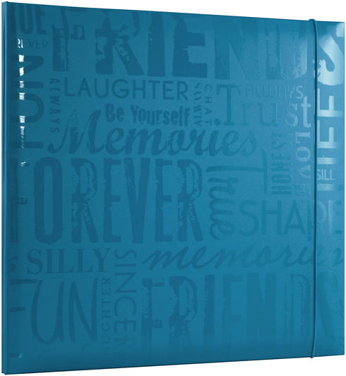 MCS MBI 13.5x12.5 Inch Embossed Gloss Expressions Scrapbook Album with 12x12 Inch Pages, Teal, Embossed "Friends" (848118)