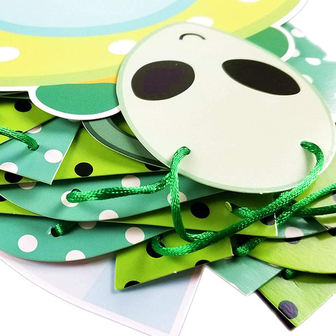 YiiiGoood Green Alien Theme Happy Birthday Banner Say Hello to Humans Banner Outer Space UFO Banner for Baby Shower First Birthday Party Decorations Supplies