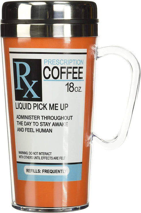 Spoontiques - Insulated Travel Mug - Prescription Coffee Cup - Coffee Lovers Gift - Funny Coffee Mug