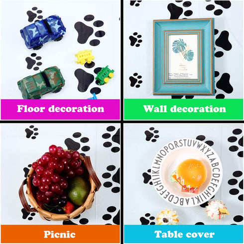 2 Pieces Puppy Paw Print Plastic Tablecloth Disposable Table Cover Puppy Themed Birthday Party Decorations for Dog Party Supplies (71 Inch x 54 Inch)