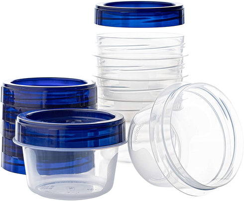 Twist Top Deli Containers Clear bottom With blue Top Twist on Lids Reusable, Stackable, Food Storage Freezer Container (6, 4 OUNCE)