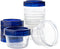Twist Top Deli Containers Clear bottom With blue Top Twist on Lids Reusable, Stackable, Food Storage Freezer Container (6, 4 OUNCE)