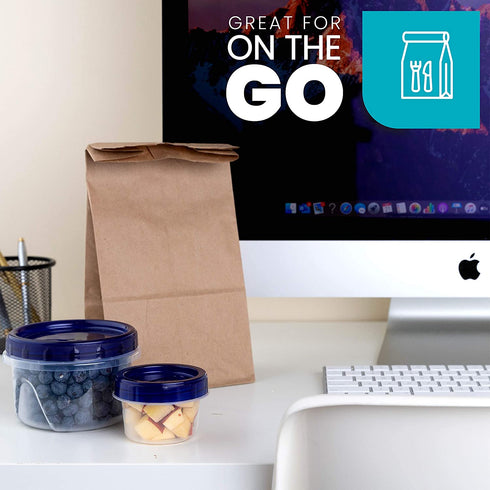 Twist Top Deli Containers Clear bottom With blue Top Twist on Lids Reusable, Stackable, Food Storage Freezer Container (6, 4 OUNCE)