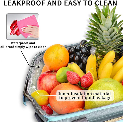 Lunch Bags for Women, Insulated Lunch Bag Reusable Lunch Bag Leakproof Large Lunch Bag with Adjustable Shoulder Strap, Multi-Pocket Lunch Bag for Work, Office, Picnic, Outdoor (Green)