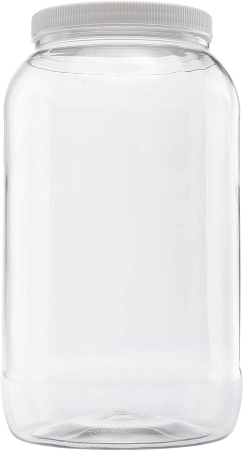 CLEARVIEW CONTAINERS 128 OZ Jar with Lid - Clear Plastic Jar with lid Leak proof Fresh seal lined ribbed cap Gallon Storage Container - 1 Pack