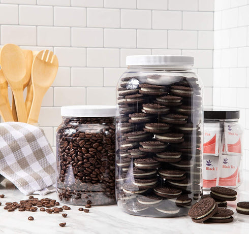 CLEARVIEW CONTAINERS 128 OZ Jar with Lid - Clear Plastic Jar with lid Leak proof Fresh seal lined ribbed cap Gallon Storage Container - 1 Pack