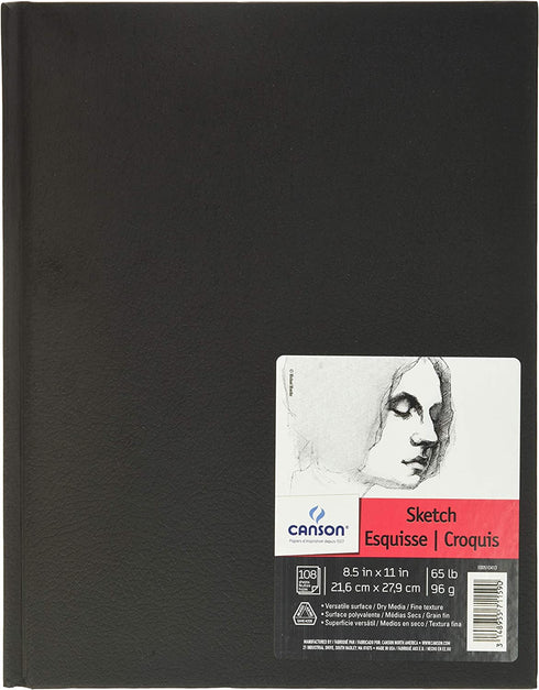 Canson Artist Series Sketch Book Paper Pad, for Pencil and Charcoal, Acid Free, Hardbound, 65 Pound, 8.5 x 11 Inch, 108 Sheets