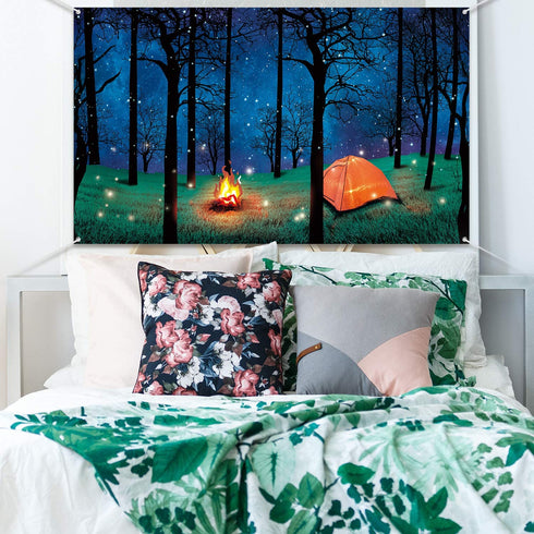 Blulu Forest Scene Camping Backdrop Supplies Camping Photography Background Photo Shoot Backdrop Party Decoration for Camping Theme Party Birthday Party Baby Shower