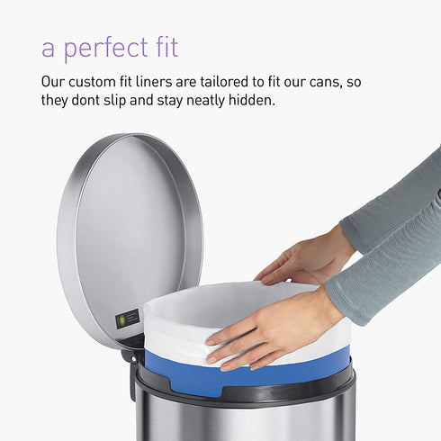 simplehuman Code Q Custom Fit Drawstring Trash Bags in Dispenser Packs, 50-65 Liter / 13.2-17.2 Gallon, White 20 Liners