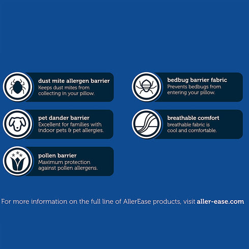 AllerEase Maximum Allergy Pillow Protector, 4 Pack, White 4 Count