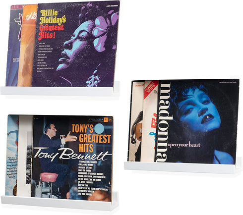 Wallniture Denver Floating Shelves for Wall, White Bookshelf for Kids' and Nursery Room Decor, 17 Inch Picture Ledge Shelf Set of 3