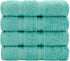 American Soft Linen Premium Turkish Genuine Cotton, Luxury Hotel Quality for Maximum Softness & Absorbency for Face, Hand, Kitchen & Cleaning (4-Piece Washcloth Set, Turquoise Blue)