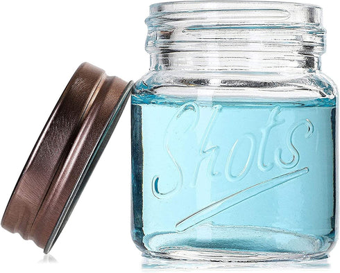 Mini Mason Jars Shot Glasses with Lids in Bulk Set (2 Ounce, 12-Pack)