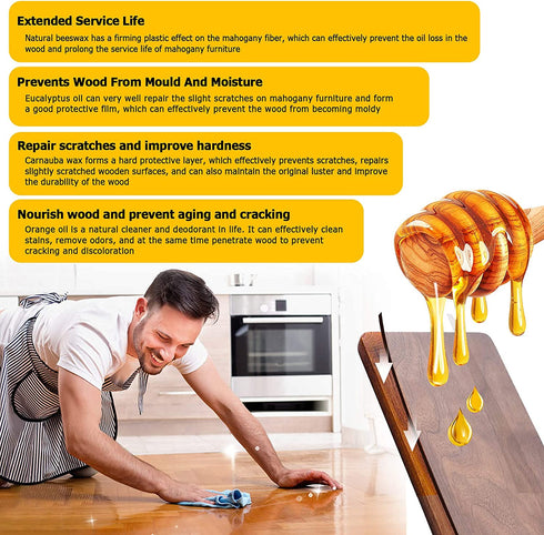 CARGEN Beeswax Furniture Polish, Wood Seasoning Beeswax for Furniture Wood Polish for Floor Tables Chairs Cabinets for Home Furniture to Protect and Care 1pcs Wood Wax and Sponge