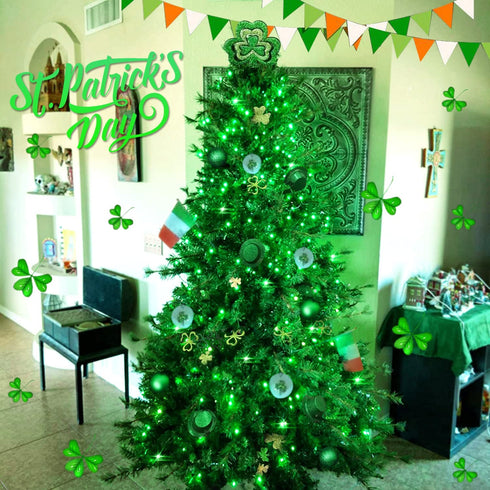 JMEXSUSS 33ft 100 LED Green Battery Operated Christmas Lights,St. Patrick's Day Decorations Lights Indoor, Twinkle Fairy String Lights with Remote 8 Modes Outdoor Waterproof