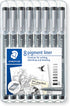 STAEDTLER Pigment Liner Fineliner Pens with Assorted Line Width - Black (Set of 8)