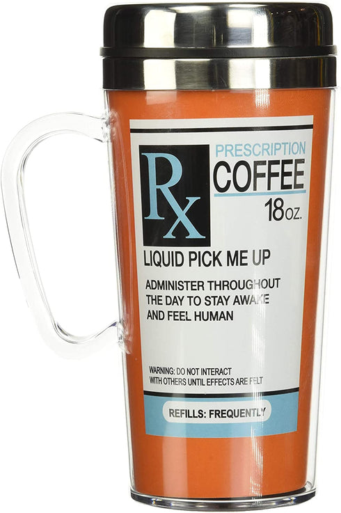 Spoontiques - Insulated Travel Mug - Prescription Coffee Cup - Coffee Lovers Gift - Funny Coffee Mug