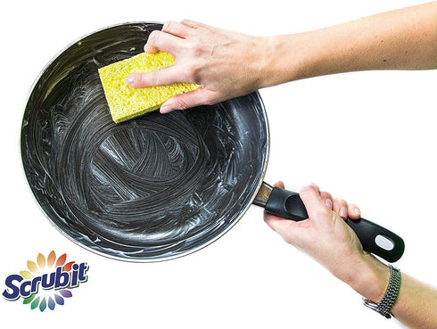 SCRUBIT Heavy Duty Scrub Sponges - Dishwashing Sponge Along with A Thought Scouring Pad -Ideal for Cleaning Kitchen ,Dishes, Bathroom- Yellow- 24 Dish sponges