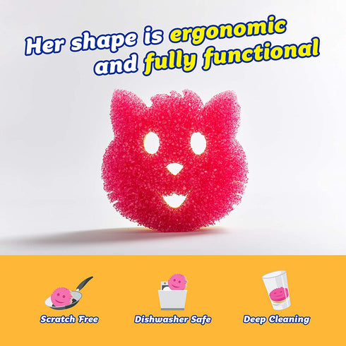 Scrub Daddy Sponge - Special Pet Edition - Scratch Free Sponge, Dishwashing Sponge for Kitchen and Bathroom, FlexTexture, Soft in Warm Water, Firm in Cold, Odor Resistant (Cat)