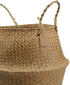 DOKOT Seagrass Plant Basket with Handles, Round Storage Wicker Basket (10.6inch Diameter x 12.5inch Height, Natural)