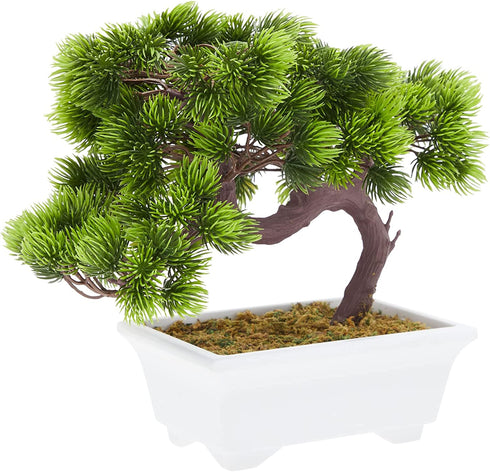 Artificial Bonsai Tree , Fake Plant Decoration, Potted Artificial House Plants, Japanese Pine for Desktop, Zen Garden, Home Decor (10 x 9.4 in)