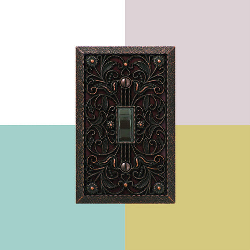 AMERELLE 65RDB Filigree Wallplate, 1 Rocker, Cast Metal, Aged Bronze, 1-Pack, Double Toggle