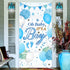 Baby Shower Decorations, Welcome It is a Boy Sign Banner Door Cover Blue Photo Backdrop for Baby Shower Party Supplies, 70.87 x 35.43 inch