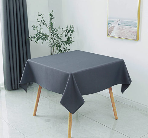 Biscaynebay Textured Fabric Tablecloth 54 X 54 Inches Square, Dark Grey Water Resistant Spill Proof Tablecloths for Dining, Kitchen, Wedding and Parties, Machine Washable