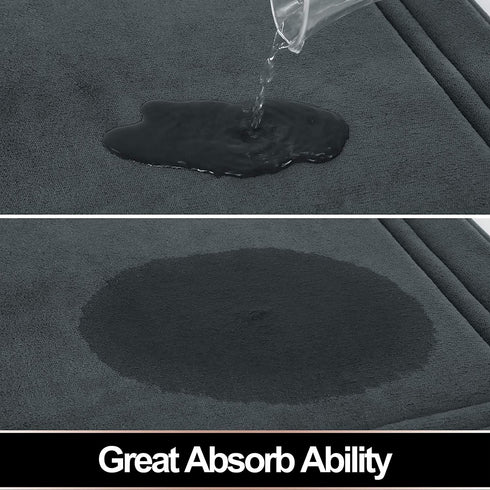 ITSOFT Memory Foam Bath Mat Non Slip Absorbent Super Cozy Velvet Bathroom Rug Carpet, Machine Washable, 16 x 24 Inches Charcoal Gray