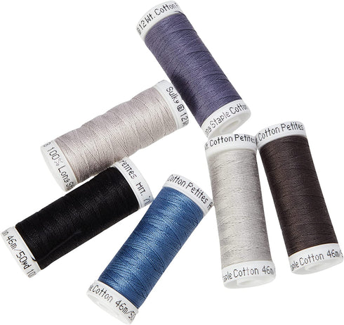 Sulky Sampler 12wt Cotton Petites, Black and Gray Assortment, 6-Pack