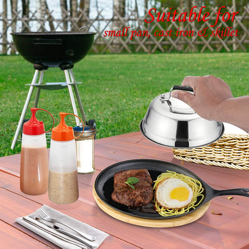 6.5In Cheese Melting Dome, HaSteeL Stainless Steel Small Round Basting Steaming Cover, Heavy Duty Griddle Grill Accessories for Kitchen Cooking Flat Top BBQ Indoor & Outdoor, Dishwasher Safe - 4 Packs