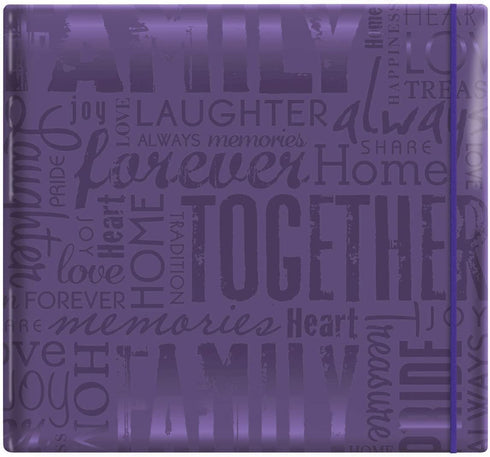 MCS MBI 13.5x12.5 Inch Embossed Gloss Expressions Scrapbook Album with 12x12 Inch Pages, Deep Purple, Embossed "Family" (848116)