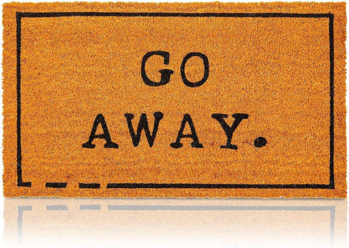 Go Away Nonslip Welcome Doormat, Natural Coco Coir Mat (17 x 30 in)