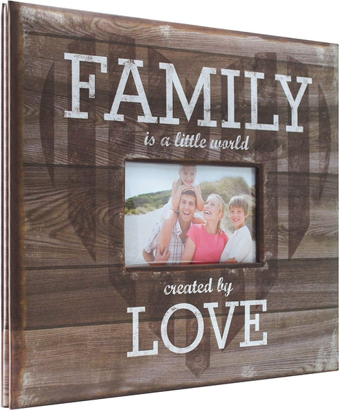 MCS MBI 12.5x13.5 Inch "Family is a Little World Created by Love" Scrapbook Album with 12x12 Inch Pages with Photo Opening, Brown (860080)