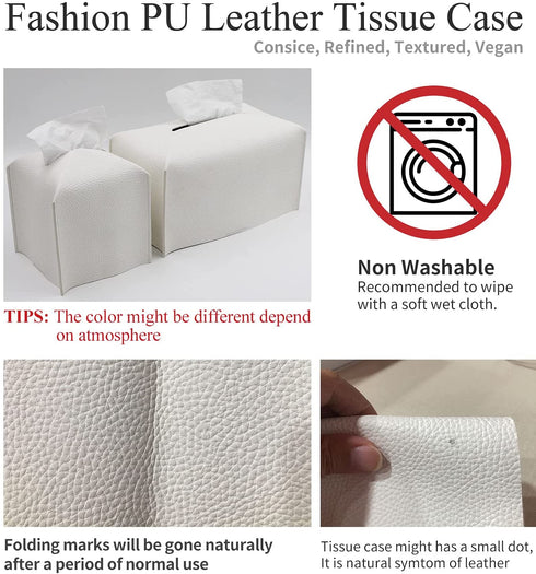 Livelab Tissue Box Cover, Square Decorative PU Leather Tissue Box Holder Modern Tissue Case Facial Paper Organizer Dispenser for Bathroom, Vanity Countertop, Night Stands, Desk, Car 5X5X5'' | Camel